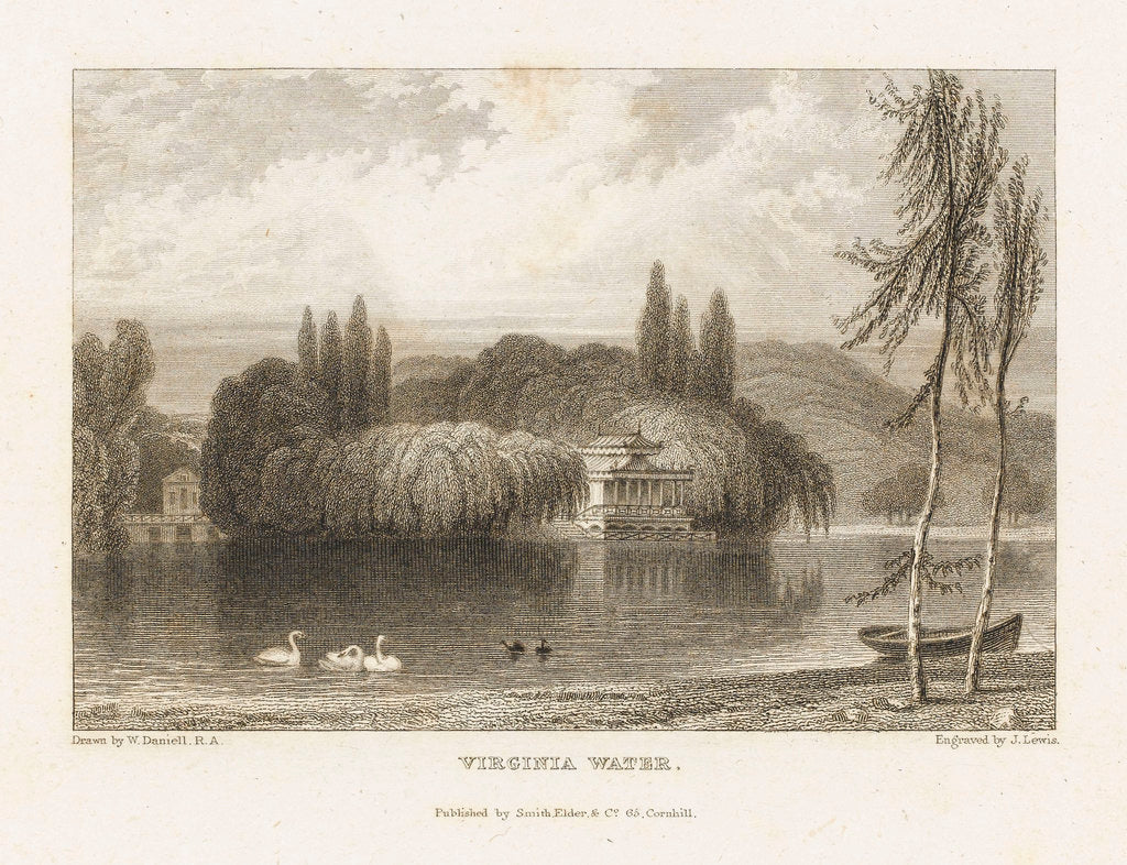 Detail of 'Virginia Water', detail by William Daniell