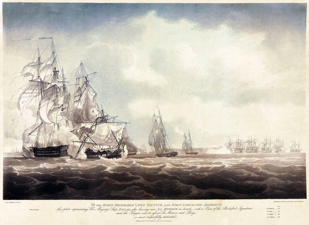 Detail of HMS 'Pallas' after having run 'La Minerve' by Nicholas Pocock