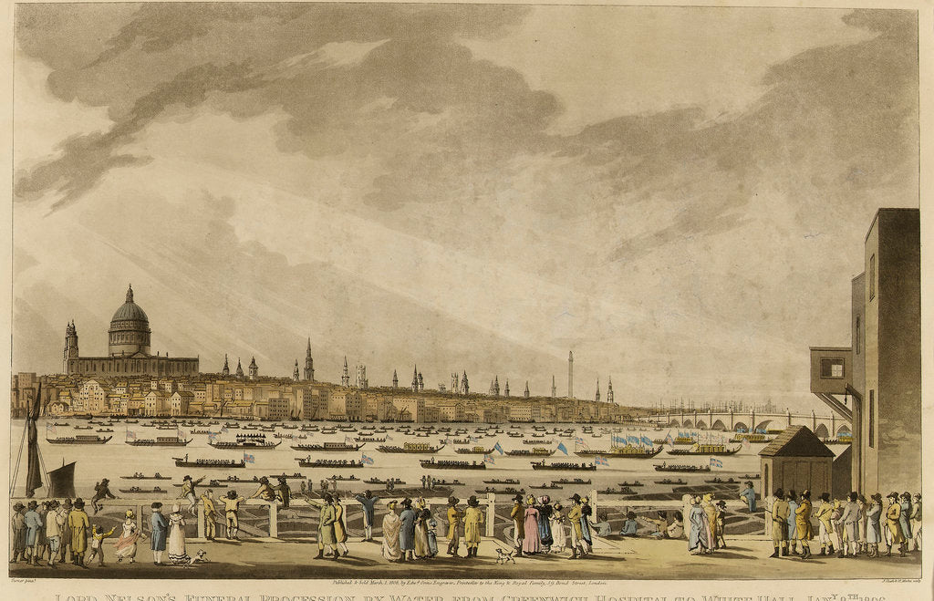 Detail of Lord Nelson's Funeral Procession by Water from Greenwich Hospital to White-Hall, Jany 8th 1806 by Turner