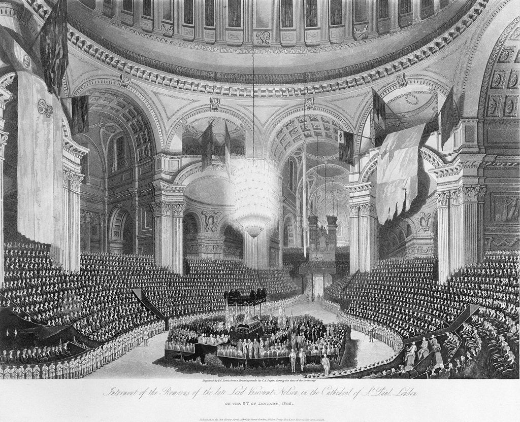 Detail of Interment of the Remains of the late Lord Viscount Nelson in the Cathedral of St Paul, London on the 9th of January 1806 by Augustus Charles Pugin