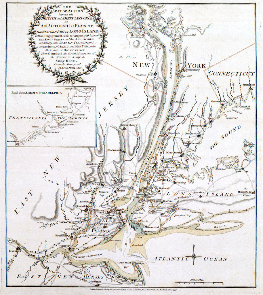 Detail of The Seat of Action between the British and American Forces or An Authentic Plan of the Western Part of Long Island with the engagement of the 27th August, 1776 by unknown