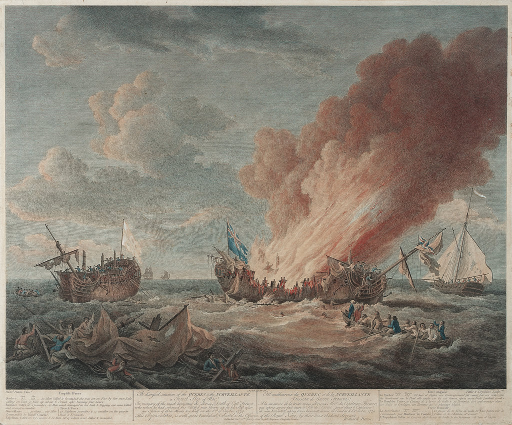 Detail of The distressed situation of the 'Quebec' and the 'Surveillante', 6 October 1779 by Richard Paton