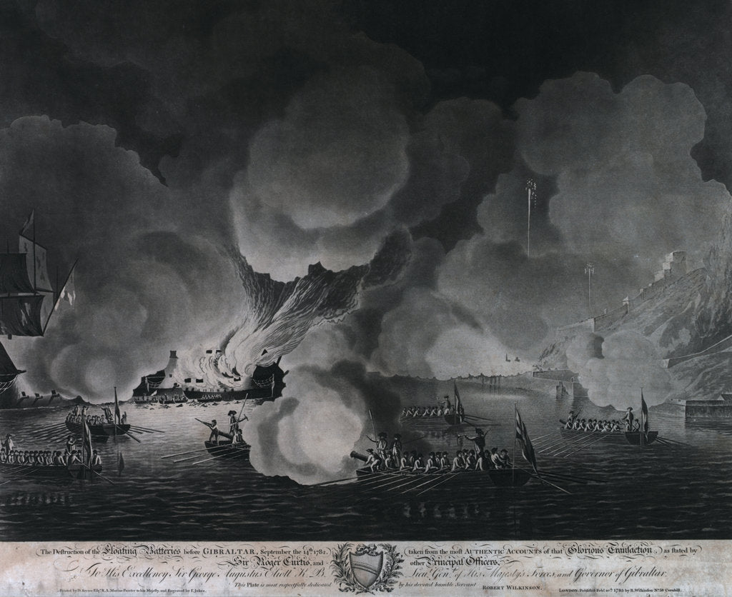 Detail of The destruction of the floating batteries before Gibraltar, 14 September 1782 by Dominic Serres