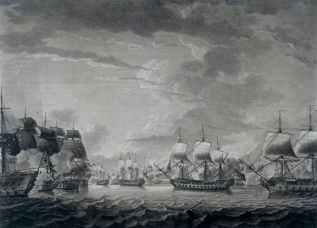 Detail of The scene between the 'Dominica' and 'Guadeloupe' in the West Indies, 12 April 1782 by Robert Dodd