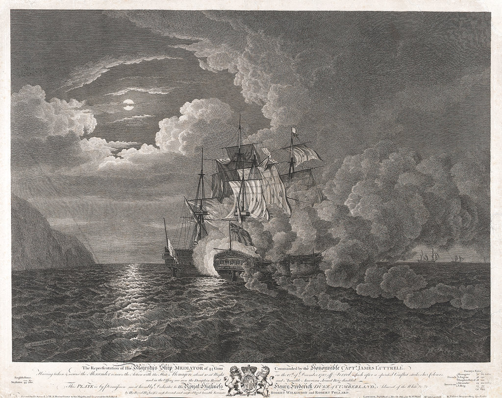 Detail of HMS 'Mediator' on the 12 December 1782 off Ferrol by Dominic Serres