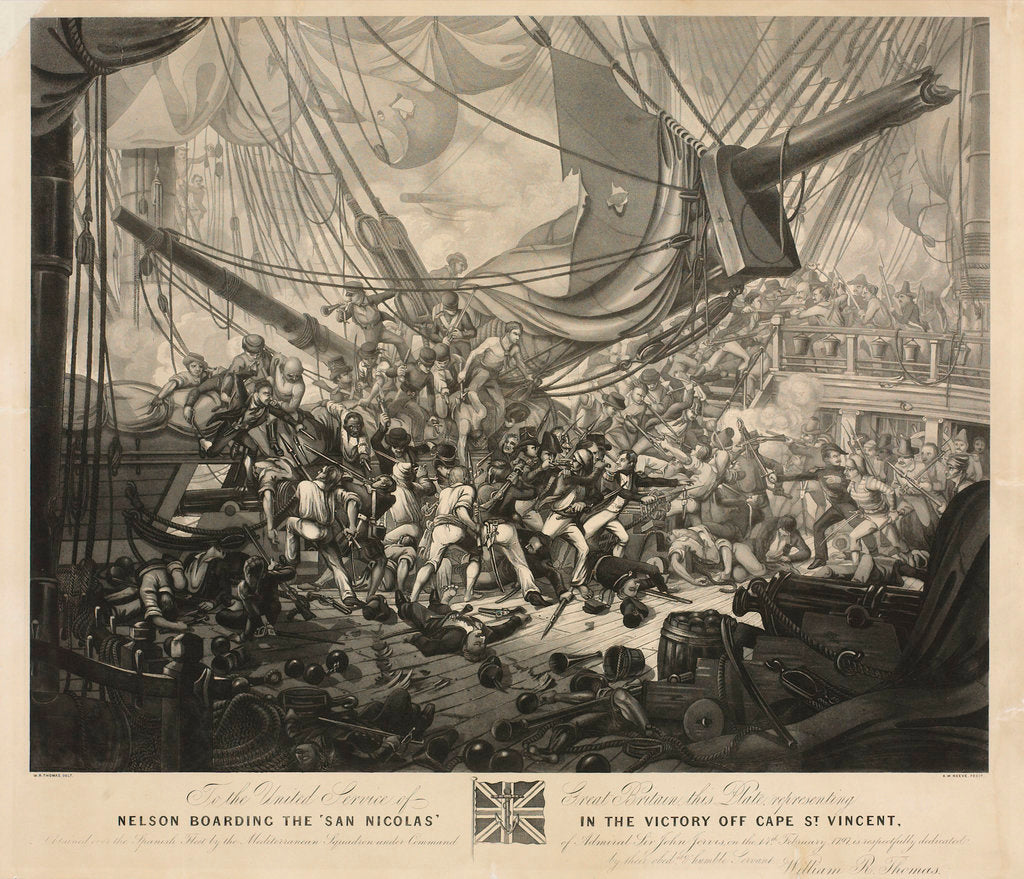 Detail of 'Nelson boarding the 'San Nicolas' in the victory off Cape St Vincent, 14 February 1797 by W.R. Thomas