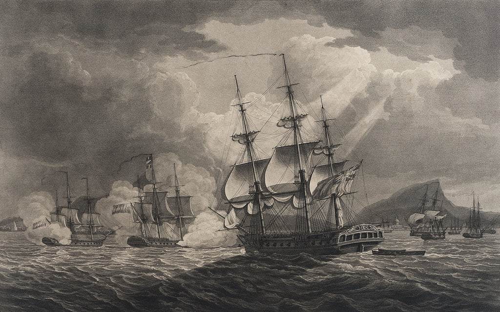 Detail of Captain Pellew of the 'Phaeton' attacking two Dutch frigates by Nicholas Pocock