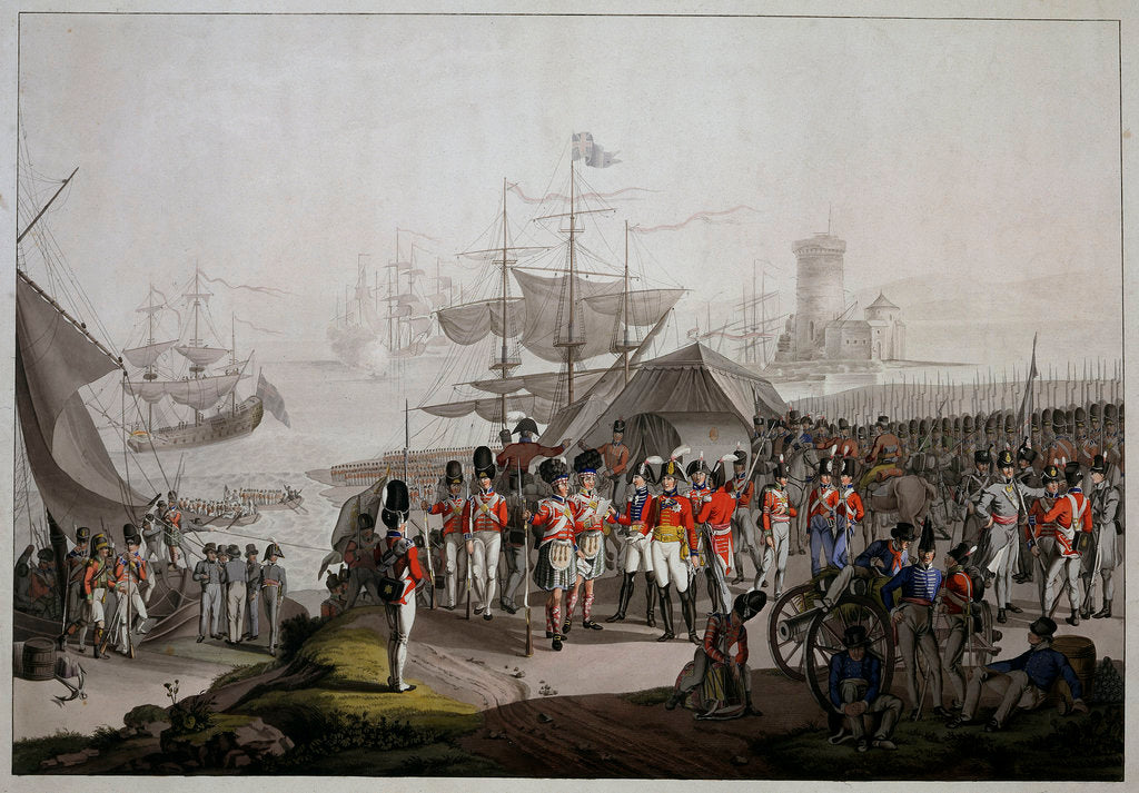 Detail of Wellington landing in 1809 at Lisbon to take command in the Peninsular War by unknown