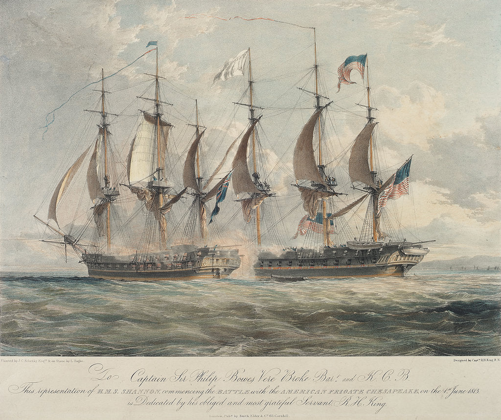 Detail of Action between HMS 'Shannon' and the American frigate 'Chesapeake' by Richard King