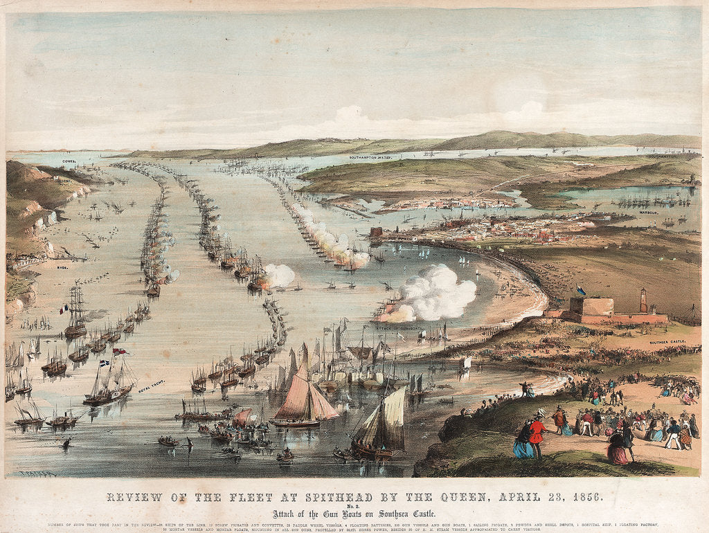 Detail of Review of the fleet at Spithead by the Queen, 23 April 1856. by Thomas Packer