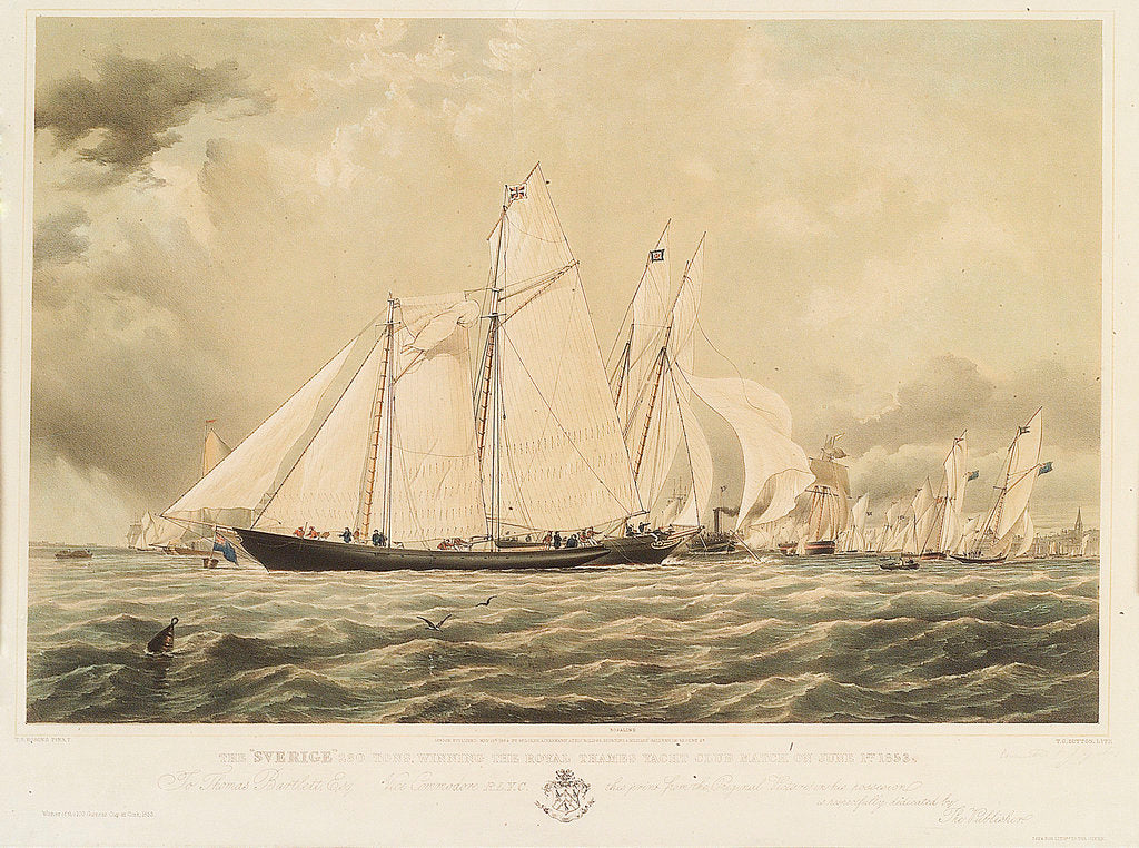 Detail of The 'Sverige' winning the Royal Thames Yacht Club match on 1 June 1853 by Thomas Sewell Robins