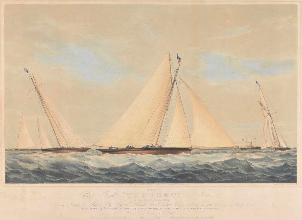 Detail of The Cutter Yacht 'Thought' (1854) in 1860 by Josiah Taylor