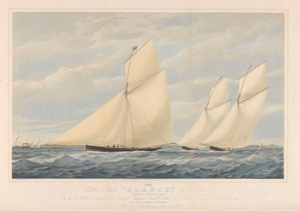 Detail of The Cutter Yacht Glance, 36 Tons by Josiah Taylor