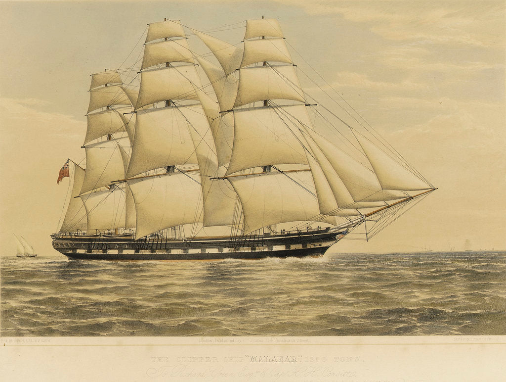 Detail of Clipper ship 'Malabar' by Thomas Goldsworth Dutton
