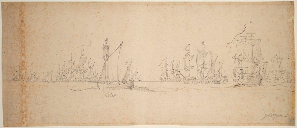 Detail of The Dutch fleet before the wind, May? 1672 by Willem van de Velde the Elder