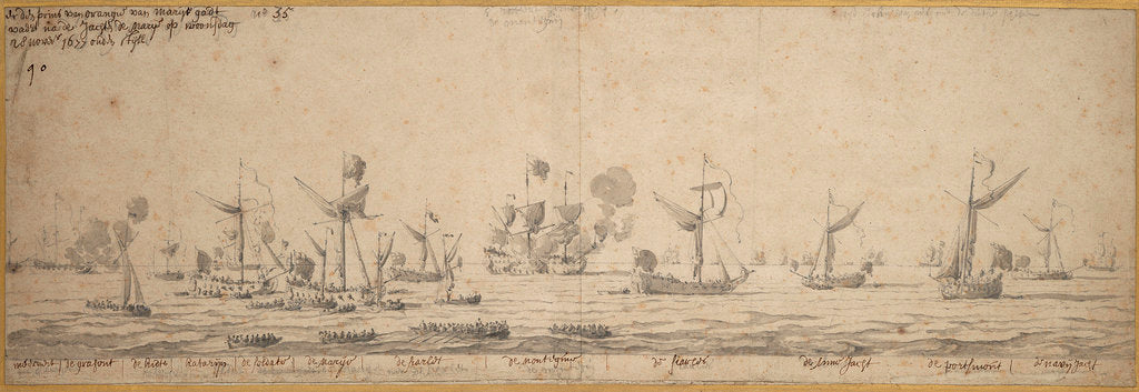 Detail of The yachts off Margate, 8 December 1677 by Willem van de Velde the Elder