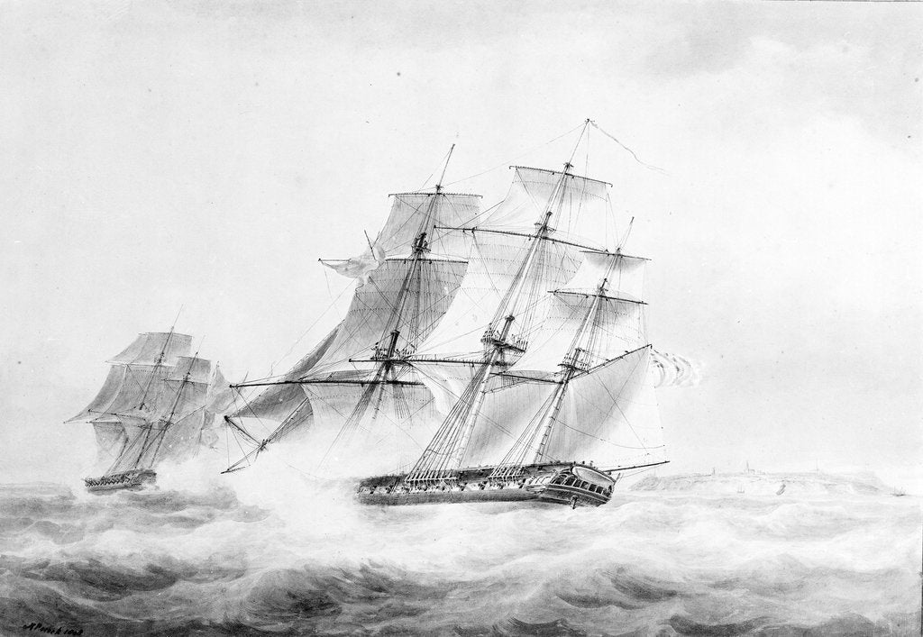 Detail of The 'Phoenix' in chase of the 'Didon', 18 August 1805 by Nicholas Pocock