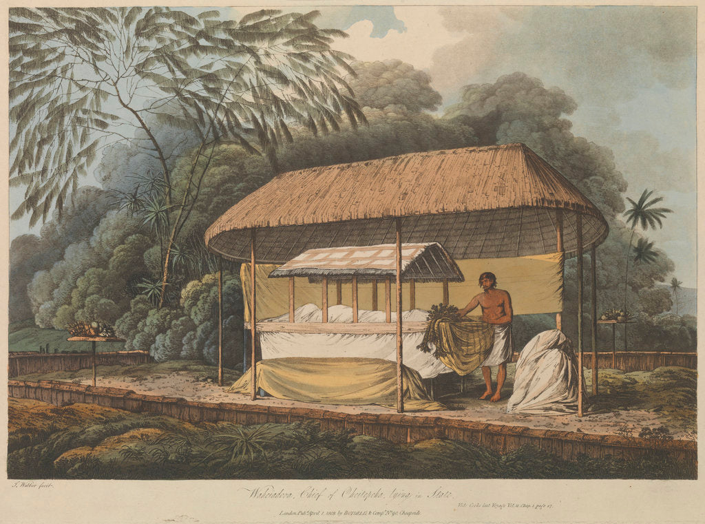 Detail of Views in the South Seas... Waheiadooa, Chief of Oheitepeha, lying in state by John Webber