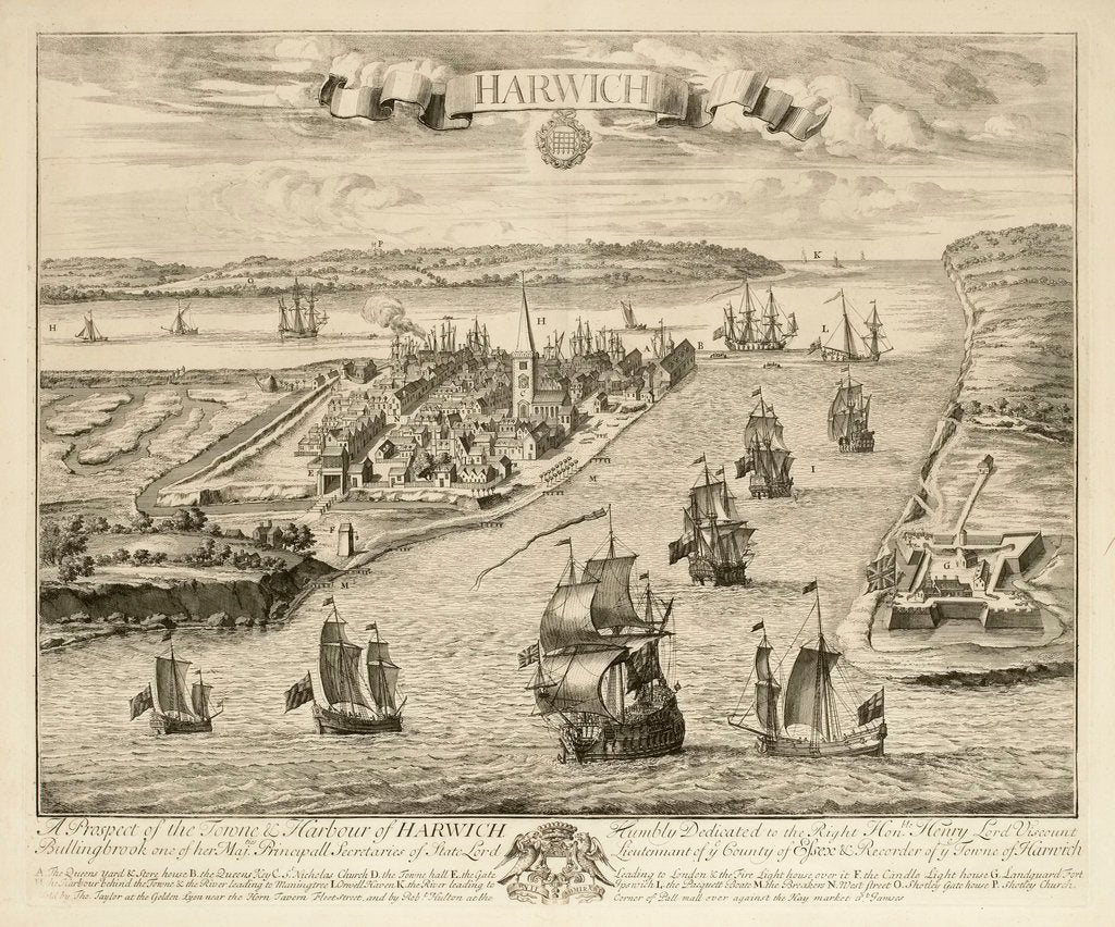 Detail of A prospect of the town & harbour of Harwich by Jan Kip