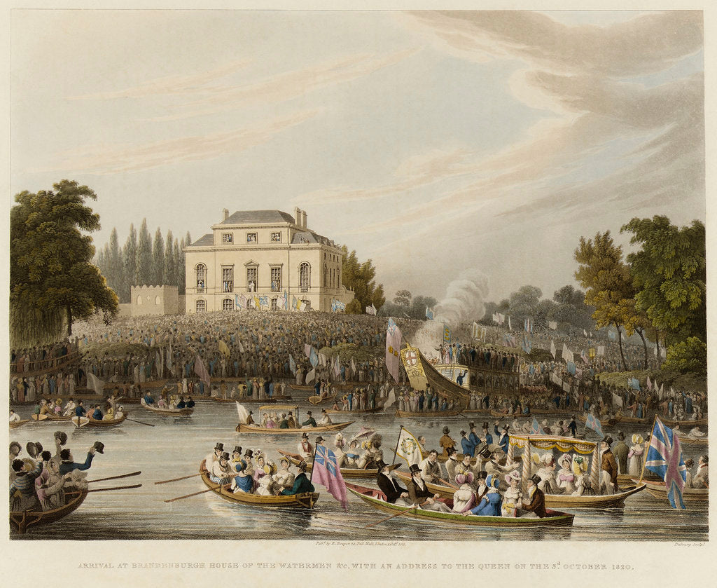 Detail of Arrival at Brandenburgh House of the Watermen &c. with an Address to the Queen on the 3d October 1820 by M. Dubourg