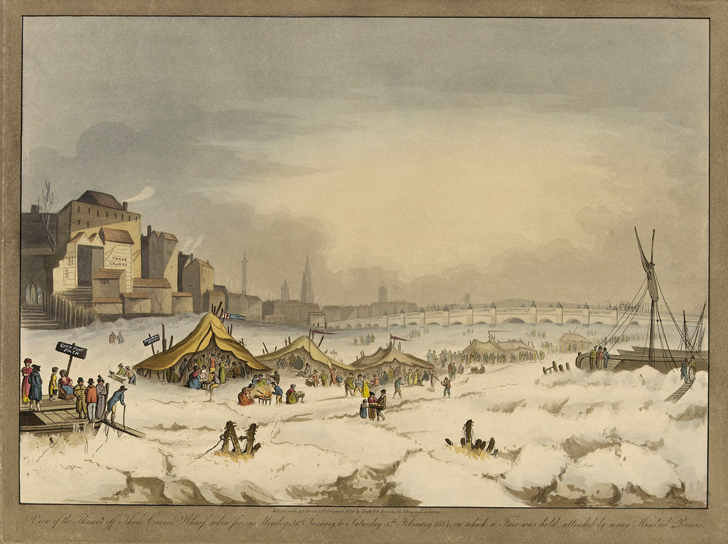 Detail of View of the Thames during the last great frost fair during the winter of 1813-1814 by Burkitt & Hudson