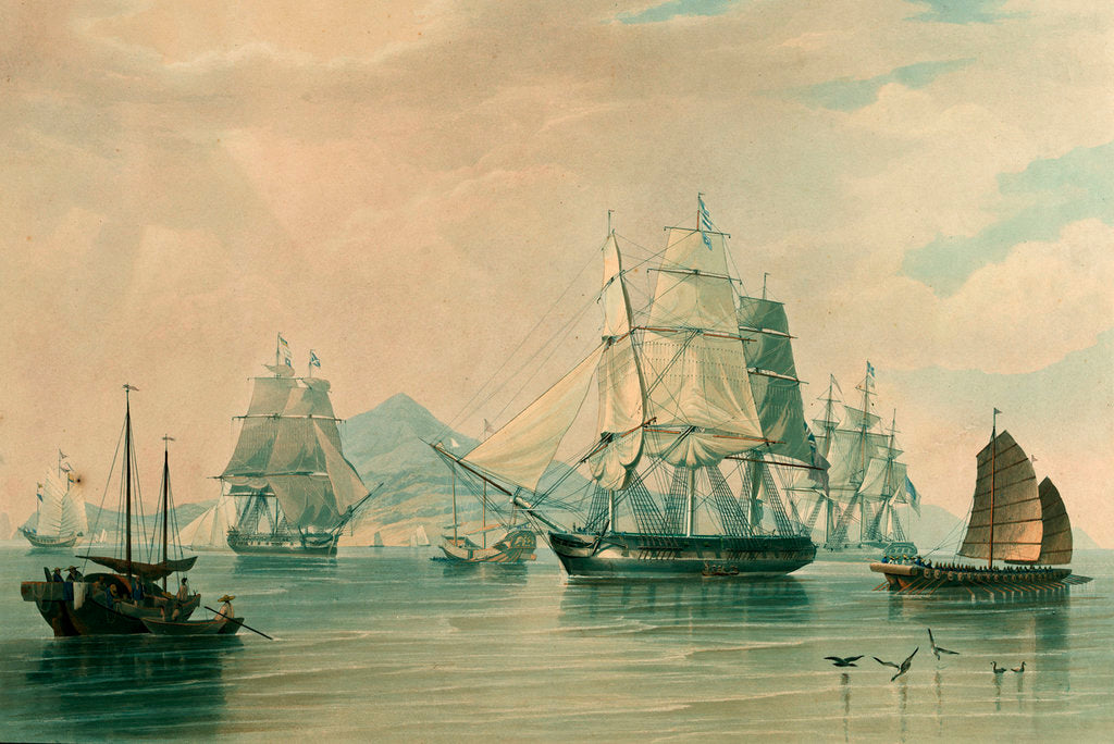 Detail of Opium ships at Lintin in China, 1824 by William John Huggins