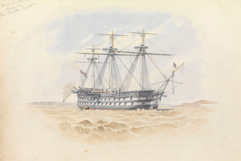 Detail of 'Monarch' at Sheerness from the 'Trafalgar' 29 January 1851 by George Pechell Mends