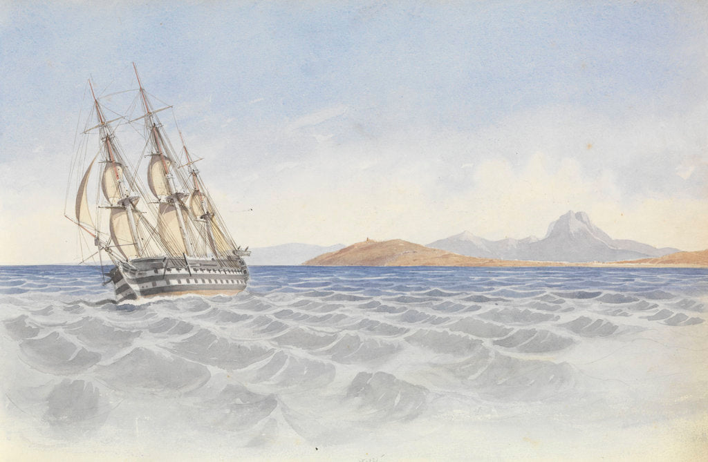 Detail of HMS 'Bellerophon' off Cape Carthage, 26 April 1852 by George Pechell Mends