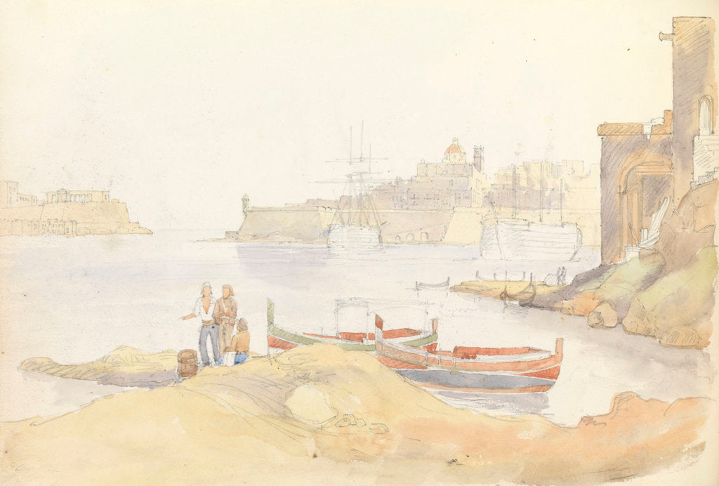 Detail of St Angelo and Dockyard Creek, Malta by George Pechell Mends