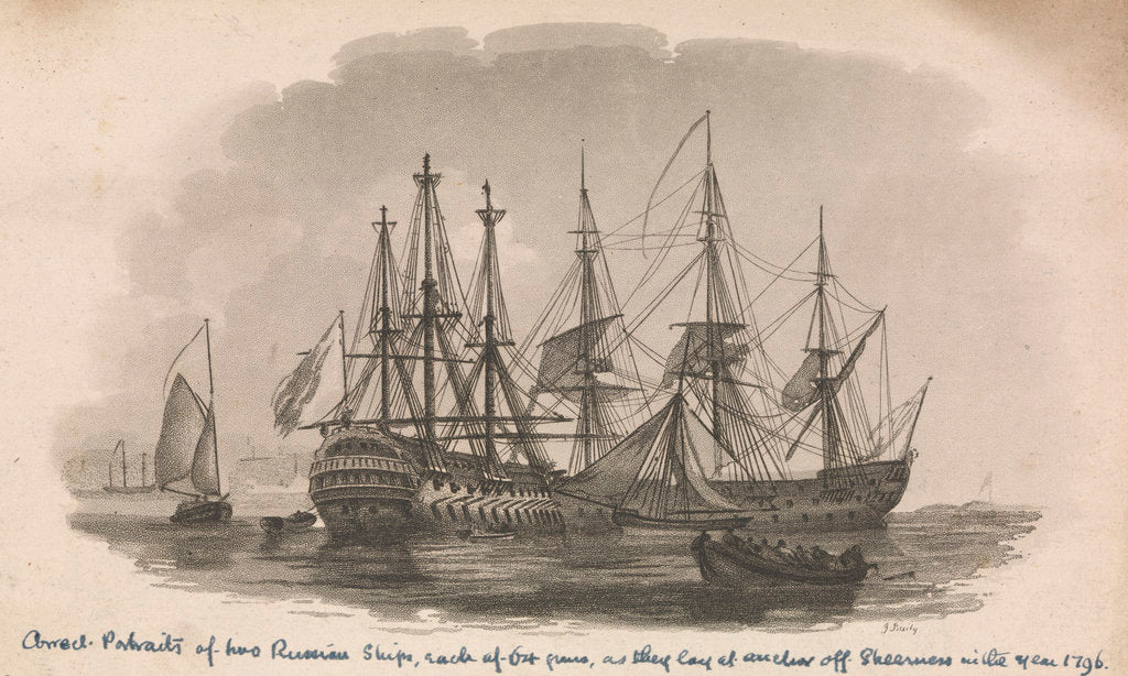 Detail of Portraits of two Russian ships by J. Baily