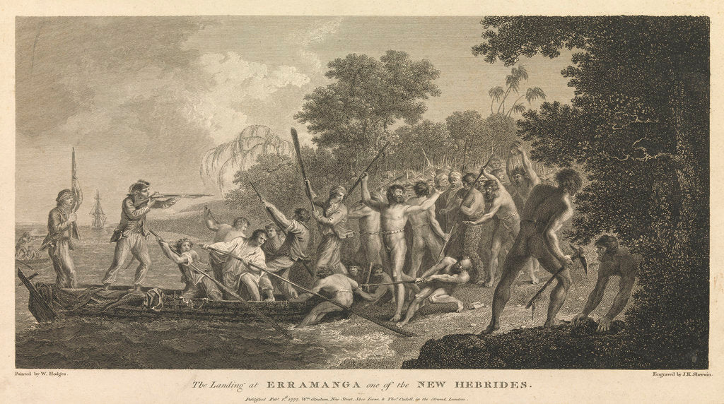 Detail of The landing at Erramanga, one of the New Hebrides by William Hodges