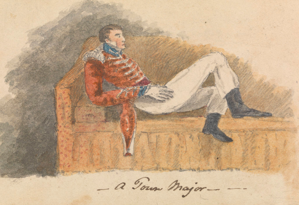 Detail of Soldier in uniform lounging on a sofa by Robert Streatfeild