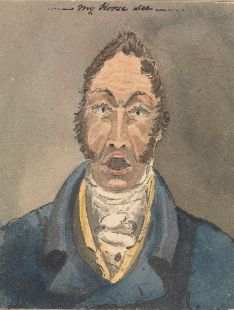 Detail of Head and shoulders of a man in blue jacket and white cravat by Robert Streatfeild