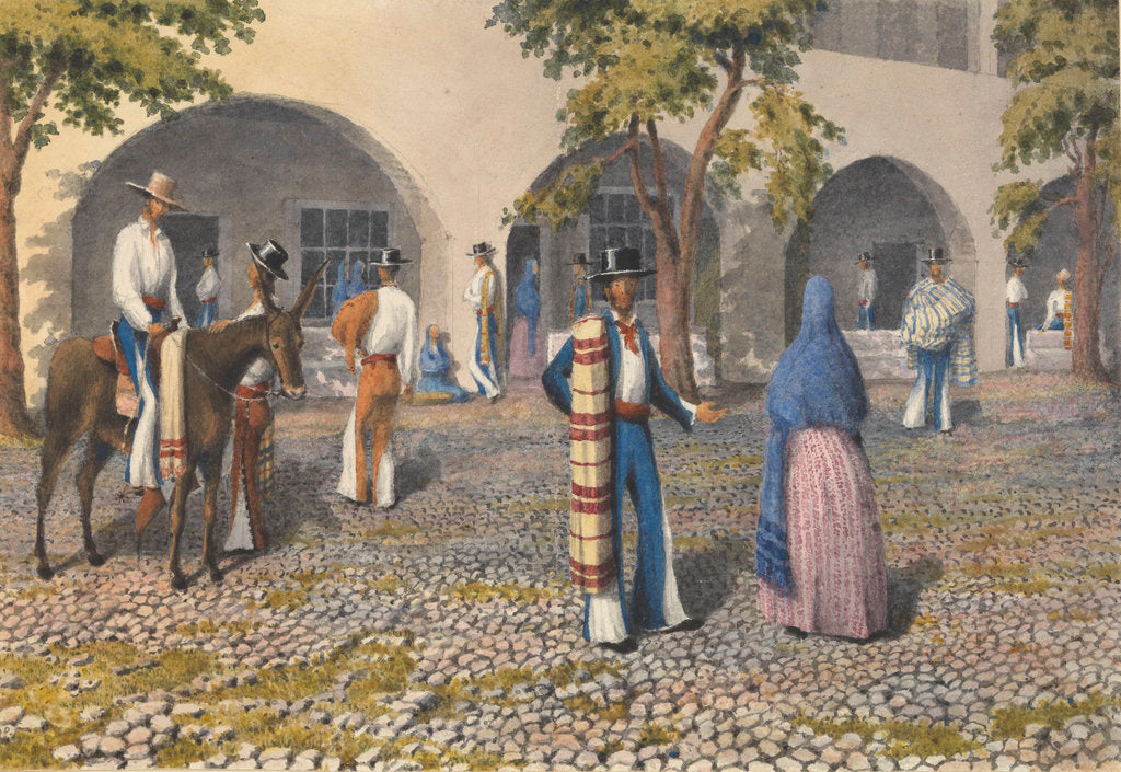 Detail of Mexicans, Plaza at Tepic [Mexico], Augt 19th - 13th 1850 by Edward Gennys Fanshawe