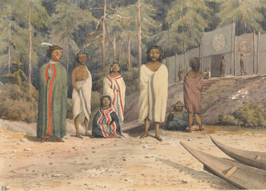Detail of Indians at Fort Rupert, Vancouver's Island, July 1851 [Canada] by Edward Gennys Fanshawe