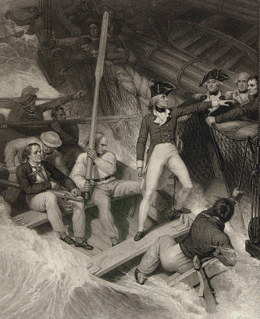 Detail of Lieutenant Nelson volunteering to board a prize in a violent gale, 20 November 1777 by Richard Westall