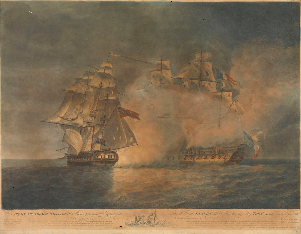 Detail of The capture of 'La Tribune' by HMS 'Unicorn', 8 June 1796 by Francis Chesham