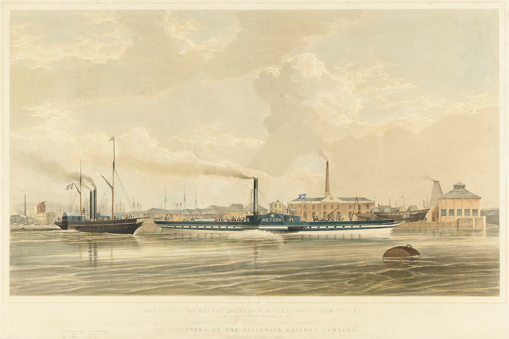 Detail of The iron steamers 'Meteor' and 'Prince of Wales' leaving Brunswick Wharf, Blackwall by S. D. Skillett
