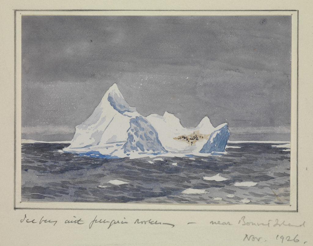 Detail of Iceberg with penguin rookery - near Bouvet Island, Nov 1926 by Sir Alister Hardy