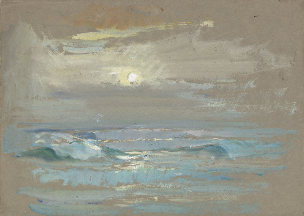 Detail of Seascape. Moonlight over a calm sea by John Everett