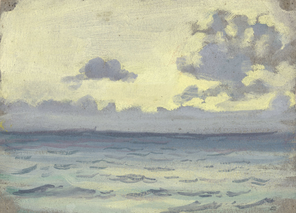 Detail of Seascape, ships on a calm horizon by John Everett