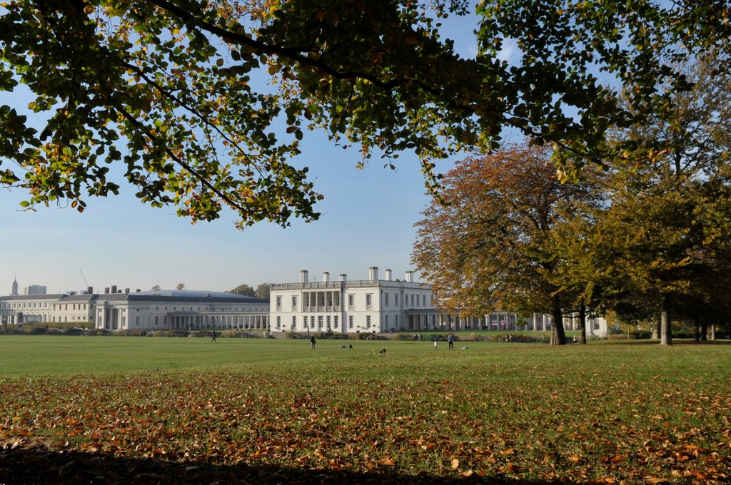 Detail of Autumnal image of the Queens House in Greenwich including views from in the park. by National Maritime Museum