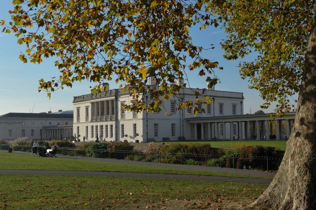 Detail of Autumnal image of the Queens House in Greenwich including views from in the park by National Maritime Museum