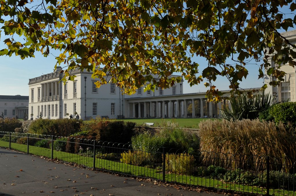 Detail of Autumnal image of the Queens House in Greenwich including views from in the park by National Maritime Museum
