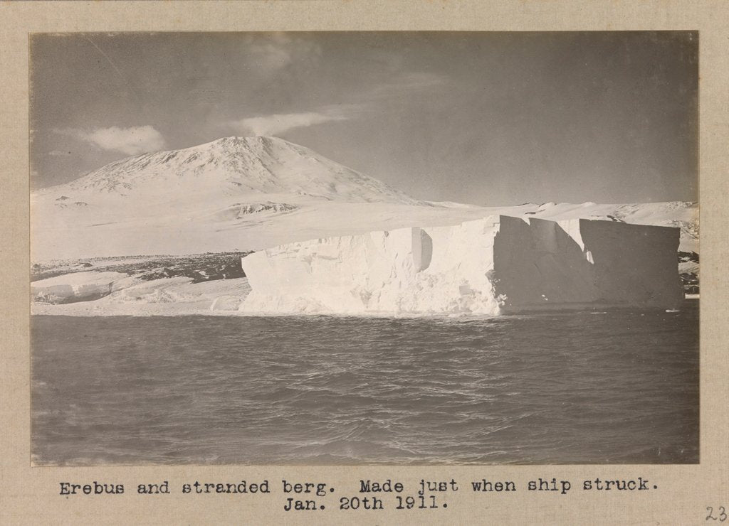 Detail of Erebus and stranded berg. Made just when ship struck. by Herbert George Ponting
