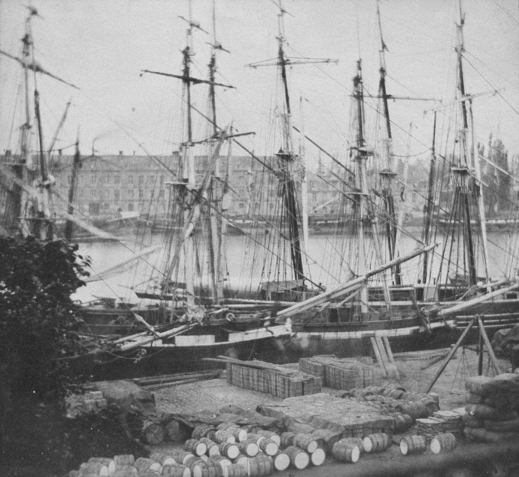 Detail of Looking across the Seine at Rouen. Inversed digital file to create b&w positive by William Henry Fox Talbot