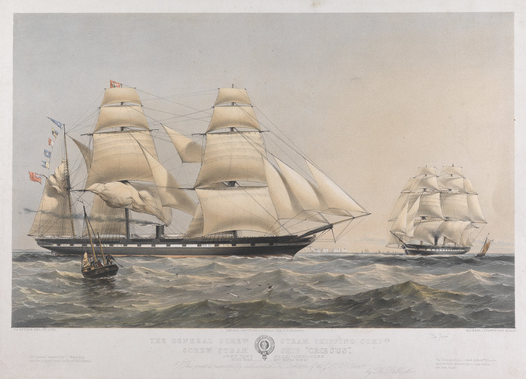 Detail of The General Screw Steam Shipping Compy's Screw Steam Ship Croesus by Thomas Goldsworth Dutton [artist & engraver]; Day & Son [printers]; H. J. Buchan [publisher]