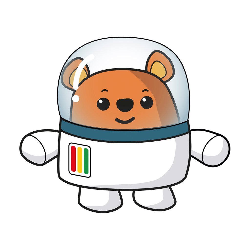 Detail of Space Ted in his space suit smiling by Anonymous