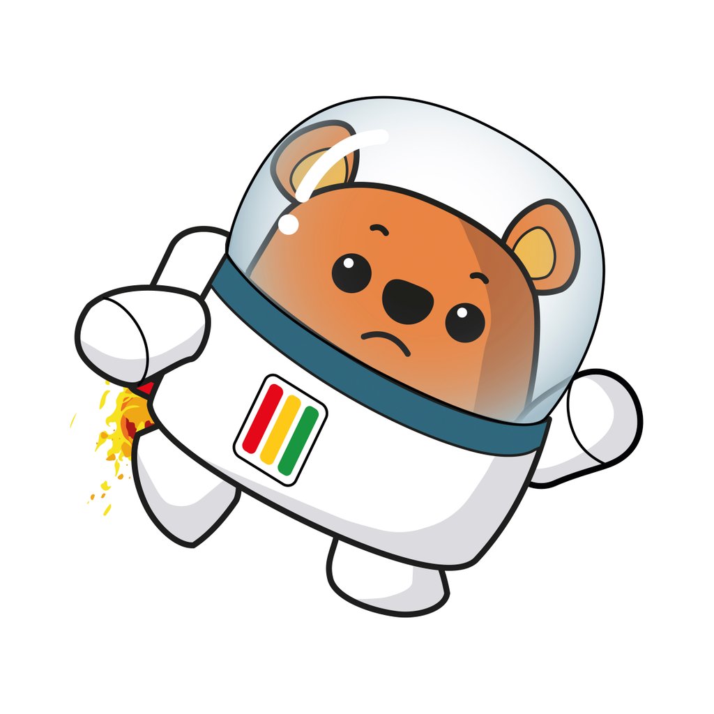 Detail of Unhappy space Ted in his space suit with jetpack ignited by Anonymous