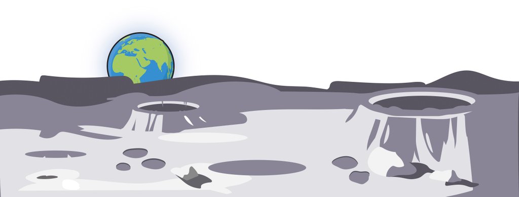 Detail of Moonscape with the Earth in the background by Anonymous